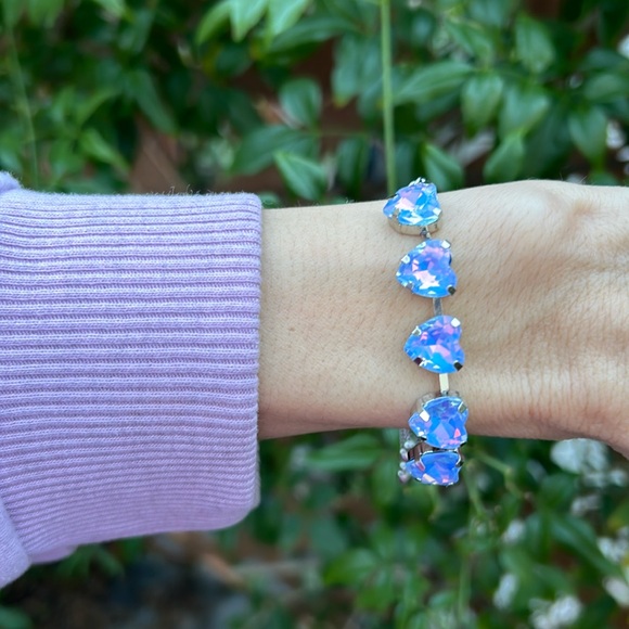Periwinkle Opal Aurora Borealis Crystal Heart Bracelet